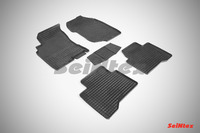 Ковры резиновые (сетка) Seintex для Nissan Х-TRAIL 2003-2007 (цвет Черный)