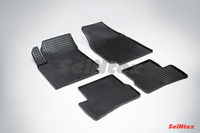 Ковры резиновые (сетка) Seintex для Nissan MICRA (K12) 2003- (цвет Черный)