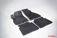 Ковры резиновые (сетка) Seintex для Hyundai Santa Fe 2001-2006 (цвет Черный)