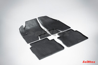 Ковры резиновые (сетка) Seintex для Hyundai Santa Fe II 2006-2010 (цвет Черный)
