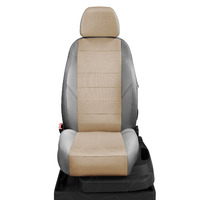 Авточехлы для Chery Indis с 2011-н.в. хэтчбек Задние спинка и сиденье единые,без подлокотника, 4 подголовника ЭК-19. Середина: экококожа бежевая с перфорацией. Боковины: серая экокожа. Спинка: серая экокожа