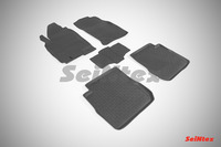 Ковры резиновые с бортом Seintex для Mitsubishi Outlander I 2003-2008 (цвет Черный)