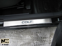 Накладки порогов Premium Natanika для Mitsubishi Colt 2004-2015 (5 дверей) P-MI03 (4 шт.)