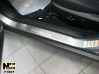 Накладки порогов Premium Natanika для Subaru Outback 2009- P-SB07 (2 шт.)