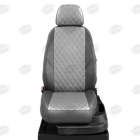 Авточехлы для BMW 3 (E-90) с 2005-2012г. седан Задние спинка и сиденье единые, БЕЗ заднего подлокотника, AIR BAG, 5-подголовников ЭК-17. Середина ПРОШИВКА РОМБ: экокожа с-серая с перфорацией. Боковины: т-серая экокожа. Спинка: т-серая экокожа