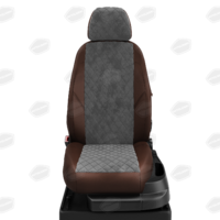 Авточехлы для Audi Q3 с 2010-н.в. джип Задняя спинка 40 на 60, сиденье единое, 5-подголовников, передний подлокотник ЭК-16. Середина ПРОШИВКА РОМБ: тёмно-серая алькантара. Боковины: шоколад экокожа. Спинка: шоколад экокожа.