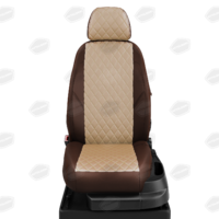 Авточехлы для Mazda 6 с 2013-н.в. седан, хэтчбек (кроме MPS) Задние спинка 40 на 60, сиденье единое. Задний подлокотник (молния), 2-надкрыльника, 5-подголовников  ЭК-22. Середина ПРОШИВКА РОМБ: экокожа бежевая с перфорацией. Боковины: шоколад экокожа. Спинка: шоколад экокожа.