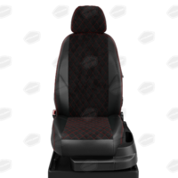 Авточехлы для Skoda Superb 2 с 2008-2013г. седан Задняя спинка 40 на 60, сиденье единое. Задний подлокотник (молния), 2 надкрыльника, 5 подголовников ЭК-14. Середина ПРОШИВКА РОМБ: чёрная алькантара. Боковины: чёрная экокожа. Спинка: чёрная экокожа.