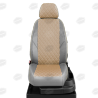 Авточехлы для Hyundai H1 с 2009-н.в. минивен 8 мест. Рядность: 1+1, 2+1, 3 ряд спинка 40/60, сиденье единое  ЭК-19. Середина ПРОШИВКА РОМБ: экококожа бежевая с перфорацией. Боковины: серая экокожа. Спинка: серая экокожа