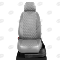 Авточехлы для Nissan Navara 3 D40 с 2005-н.в. джип-пикап Задние спинка и сиденье 40 на 60 (пассажирская спинка не складывается), задний подлокотник, 4 погдоловника  ЭК-23. Середина ПРОШИВКА РОМБ: экокожа с.-серая с перфорацией. Боковины: с.-серая экокожа. Спинка: с.серая экокожа