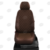 Авточехлы для Nissan Almera NEW с 2013-н.в. седан Задние спинка и сиденье единые, 5-подголовников  ЭК-29. Середина ПРОШИВКА РОМБ: экокожа шоколад с перфорацией. Боковины: шоколад экокожа. Спинка: шоколад экокожа.
