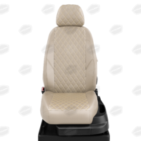 Авточехлы для Honda Accord 7 с 2002-2008г. седан Задняя спинка 40 на 60, сиденье единое, задний подлокотник (молния), 5-подголовников, 2-надкрыльника  ЭК-25. Середина ПРОШИВКА РОМБ: экокожа кремовая с перфорацией. Боковины: кремовая экокожа. Спинка: кремовая экок