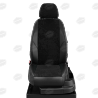 Авточехлы для Volkswagen Passat B7 с 2011-2015г. универсал Задние спинка и сиденье 40 на 60. Передний подлокотник, задний подлокотник (молния), 2надкрыльника, 5+2 подголовника ( Активные+ Неактивные передние подголовники)  ЭК-14. Середина: чёрная алькантара. Боковины: чёрная экокожа.  Спинка: чёрная экокожа.