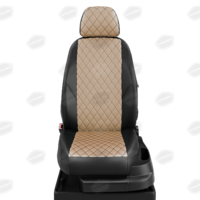 Авточехлы для Hyundai Elantra 5 (MD) с 2010-н.в. седан Задняя спинка 40 на 60, сиденье единое, задний подлокотник (молния), 5 подголовников  ЭК-04. Середина ПРОШИВКА РОМБ: экокожа бежевая с перфорацией. Боковины: чёрная экокожа.  Спинка: чёрная экокожа.