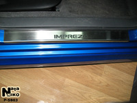Накладки порогов Premium Natanika для Subaru Impreza 2007- P-SB03 (4 шт.)